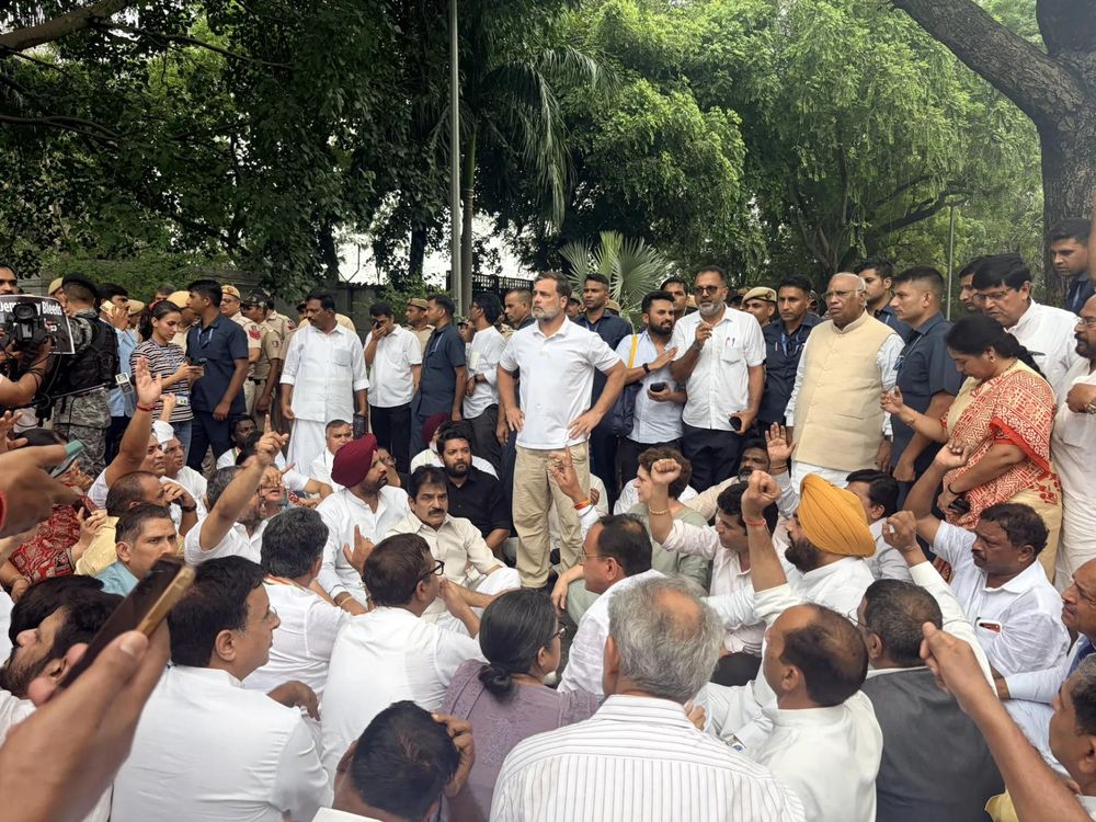 Rahul Gandhi, Kharge Launch Sit-in Protest Outside PM's Residence Over Delhi Crackdown
