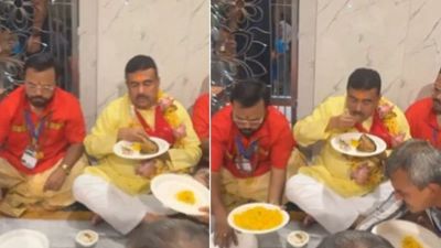 Suvendu Adhikari Eats Fish Bhog at Kalighat, Defends Bengali Food Traditions