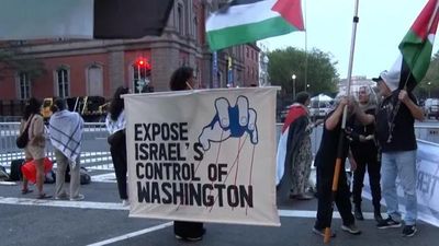 Protests Trail Netanyahu on DC Visit with Trump: ‘Bibi, You Can’t Hide!’