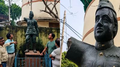 Vandalism Damages Netaji Subhas Chandra Bose Statue in Kolkata’s New Alipore, Right Arm Broken